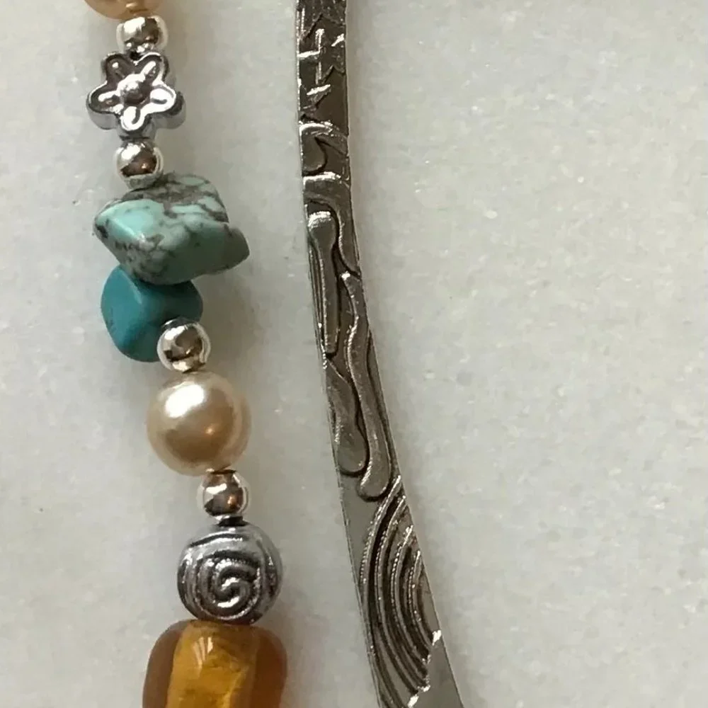Tibetan Metal Bookmark Sun&Stars Engraved Beaded Hook‎ Bookmark